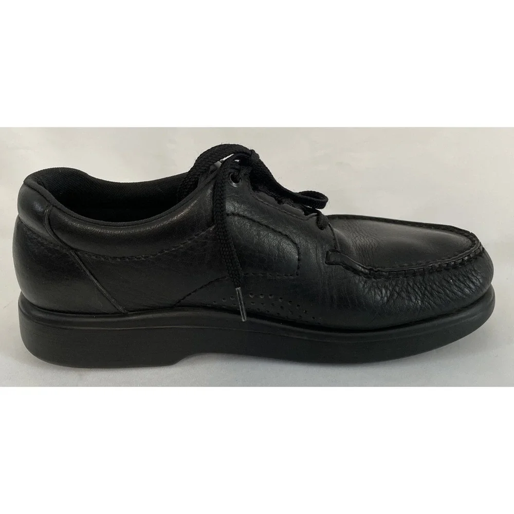 Men's SAS Bout Time Tripad Moc Toe Lace Up Black Walking Shoes Leather 10.5 M